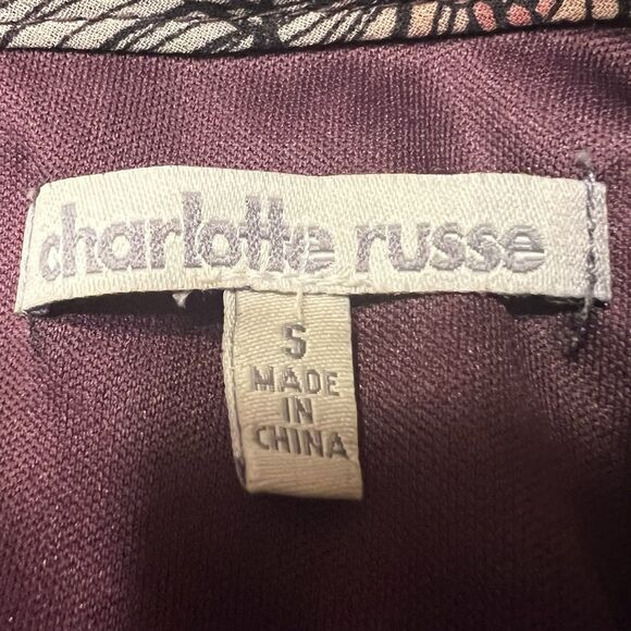 Charlotte Russe Sheer Floral Dress Ruffle Sleeve Fall Layering Purple S - Picture 4 of 13